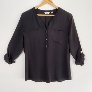 REITMANS Roll Up Blouse Black Size S